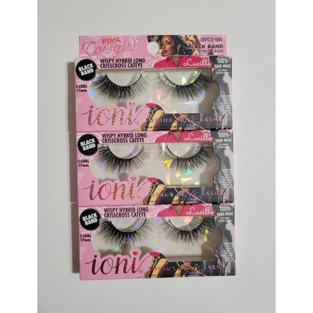 Ioni Pink Cowgirl Lucille Wispy Hybrid Long Crisscross Cateye Lash Bundle